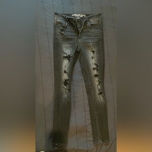 American Eagle Outfitters Black Distressed Skinny Jeans